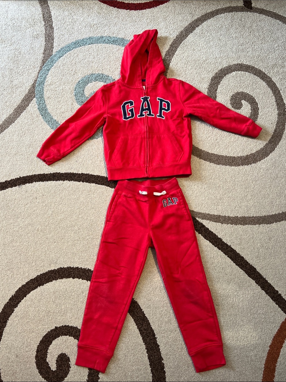 GAP Red Kids Fleece Zip Hoodie and Jogger Set
